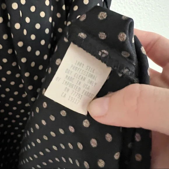 Vintage BETSEY JOHNSON 100% Silk Polka Dot Flutter Sleeve Dress in Black